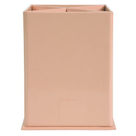 Pot a crayons carré 4 comp. coral