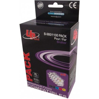 Pack de 5 cartouches up lc980/1100 pour brother 2bk+c+m+y