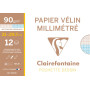 Pochette papier vélin millimétré a4 12f 90g bleu/bistre