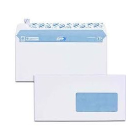 Boîte de 200 enveloppes extra blanches dl 110x220 100 g/m² fenêtre 45x100 bande