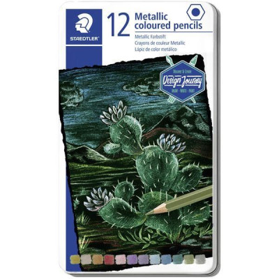 STAEDTLER Paquet 12 Crayons de couleurs métallique Design Journey