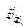 Escabeau acier 2 marches metal antiderapantes blanc garde-corps