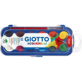 Giotto Boîte 12 pastilles de gouache Aquarelles + 1 pinceau