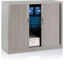 Armoire à rideaux H. 100 x L. 120 x P. 43 cm - corps gris - rideaux gris