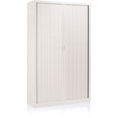 Armoire à rideaux H. 198 x L. 120 x P. 43 cm - corps blanc - rideaux blanc