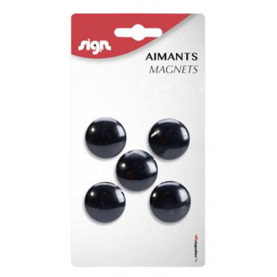 BLISTER 5 AIMANTS 27MM NOIRS