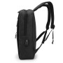Sac à Dos Urbain 15,6 Pouces Polyester Oxford Rectangulaire Multipoches USB Noir