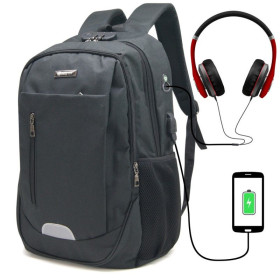 Sac à Dos Sécurité 15,6 Serrure Antivol Port USB et Passant Ecouteurs