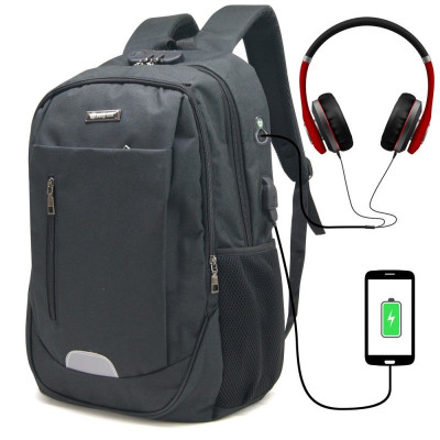 Sac à Dos Sécurité 15,6 Serrure Antivol Port USB et Passant Ecouteurs