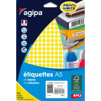 ETUI A5 2940 Etiquettes JAUNE DIAM 8