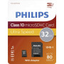 PHILIPS Carte mémoire microSDHC + adaptateur  FM16MP45B 16 Go