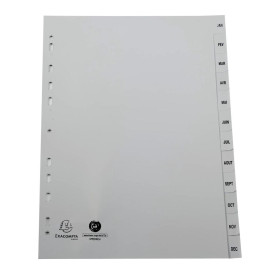 Intercalaires PP recycl gris A4 12p Mois