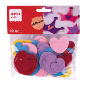 Sach 40 coeurs adhesifs feutrine