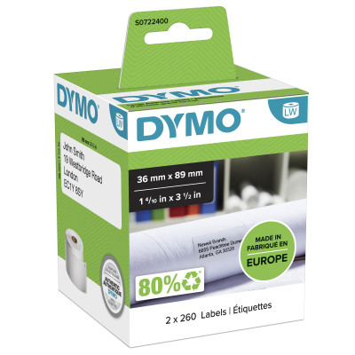 DYMO Boite de 2 rouleaux étiquettes adresse 36X89MM S0722400