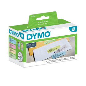 Etiquettes Dymo  S0722380 permanent 28 X 89 mm couleurs assorties