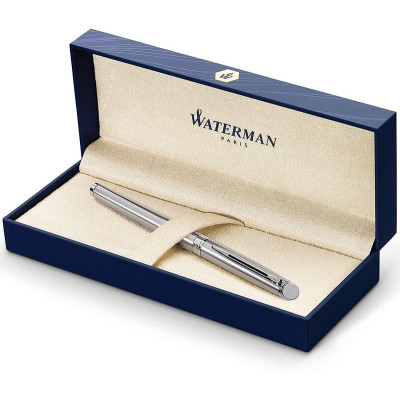 Waterman Stylo roller Hémisphère Acier, finitions palladium - Pointe fine Bleu