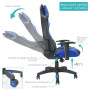 Fauteuil de bureau Gamer baquet RACING noir et bleu