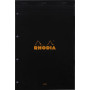Bloc agrafé rhodia black n°20 21x31,8cm seyès 80f perf. 4t. 80g