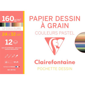 Pochette Dessin Couleur à Grain 24x32cm 12F 160g assorti pastel