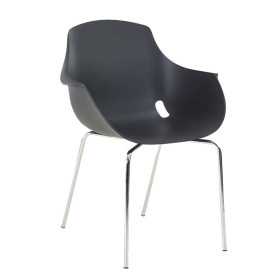 Chaise hema empilable coque polypro piet chrome noir