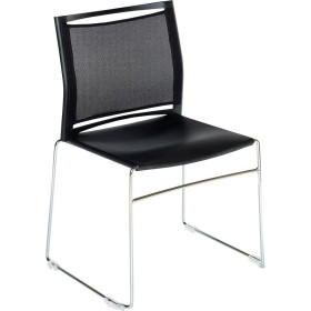 Chaise jill ass polypro noire dos filet noir piet fil chrome patins accro