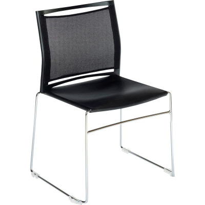 Chaise jill ass polypro noire dos filet noir piet fil chrome patins accro