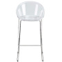 Tabouret haut noa assise polycarbonate transparent piet fil chrome