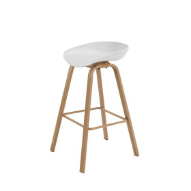 Tabouret jared assise polypro blanc pietement bois