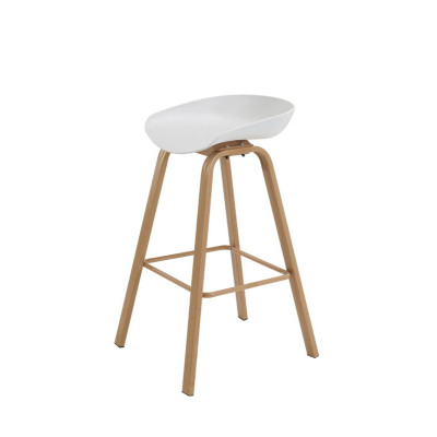 Tabouret jared assise polypro blanc pietement bois