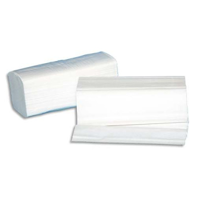 Cart 30 Paquets 100f 2plis pliées en W 22X35cm blanc H2 pur ouat ECOLABEL 730100
