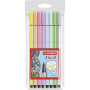 Pochette 8 feutres de coloriage pen 68 col pastel ass 68/8-01