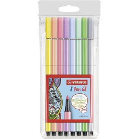 Pochette 8 feutres de coloriage pen 68 col pastel ass 68/8-01