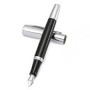 Stylo plume moyen argent en acier inoxydable Noir