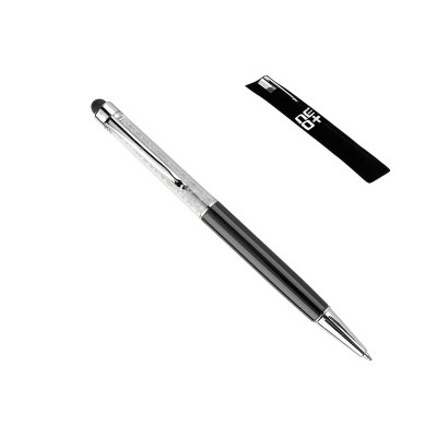Stylo à bille encre noir argenté cristal stylet tactile