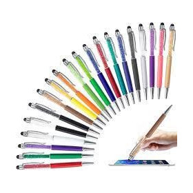 Stylo à bille encre bleue cristal assortie stylet tactile