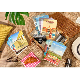 France carnet piqûre textile paysage 14,8x10,5cm 48p uni visuel Camargue papier