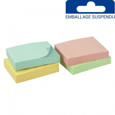 Bloc note repositionnable pastel 4 x 100 feuilles 50x37mm suspendu