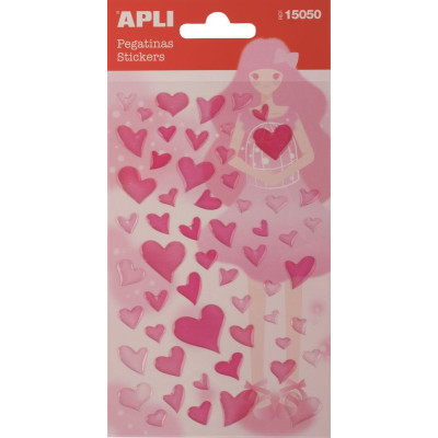 P 1F STICKERS COEURS ROSES PAILLETTES  OB