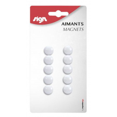BLISTER 10 AIMANTS 12MM BLANC
