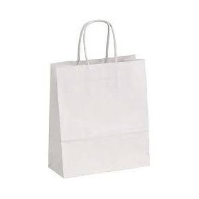 Sacs cabas kraft blanc 19x8x21cm poignées torsadées