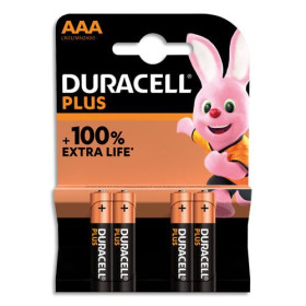 Pack de 4 piles Duracell Plus 100% AAA