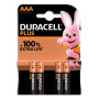 Pack de 4 piles Duracell Plus 100% AAA