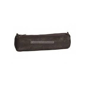 Fourre-tout rond oxford cuir huile noir