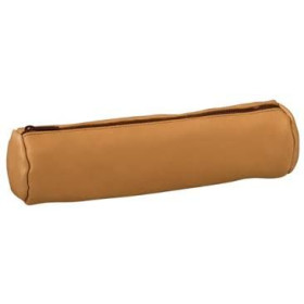 Fourre-tout rond oxford cuir naturel beige