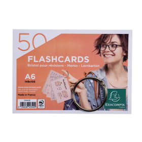 50 Flashcards bristol A6 lignées 5 ass.