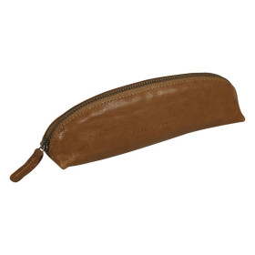 Flying Spirit trousse cuir glacé Cognac Triangulaire 18x4x4cm