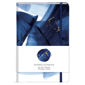 Indigo, Carnet rembordé rigide A6 - 10,5 x 14,8 cm, 160 pages, ligné, fermeture