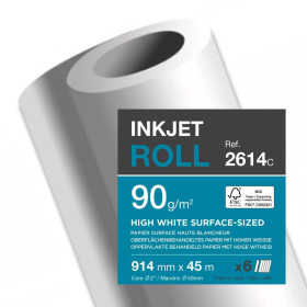Bobine papier blanc laize pour traceur 0,914x45m CLARALFA