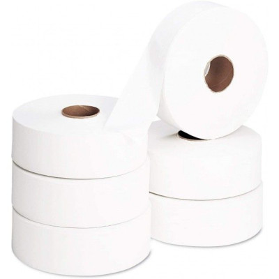 Lot de 6 rouleaux de papier hygiennique maxi jumbo ouate blanc pur 8.5cm x 35cm