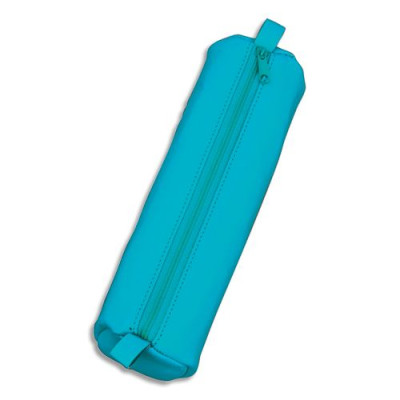 Lpk trousse 21x6cm cuir turquoise 43143